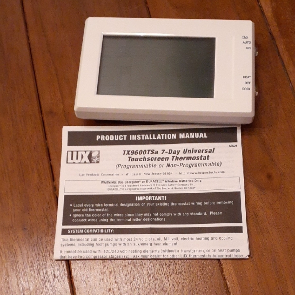 Lux White Touchscreen Thermostat, From 2023, Works Fabulous!